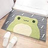 Cute Frog Bathroom Mat, Ultra Soft Water Absorbent Non-Slip Bath Rug, Plush Bath Carpet, Home Decor, Machine Wash / Dry, Doormats for Nursery, Kids, Bedroom, Bathroom, Laundry Room