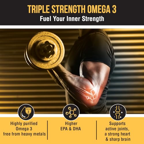 Image of Fish Oil 1250mg with Vitamin D3 & K2, 90 Softgels | 3X Triple Strength 560mg EPA & 400mg DHA | Supports Heart, Bone Health, Brain & Immunity | Easy to Swallow Small Pills | Non-GMO, Burpless Anti-Reflux, No Heavy Metals