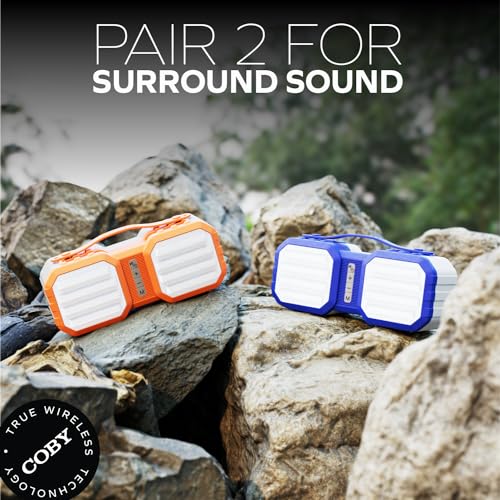 Image of Coby Ranger Wireless Portable Speaker with Bluetooth 5.3 and FM Radio, IPX5 Water-Resistant, Micro-USB, AUX, and TF Card Input, Rechargeable Battery with 7-Hour Playtime, 10 Watts, Blue
