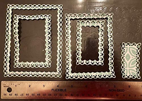 Nested Stitched Scallop Rectangle Frame Cutting Dies,Diy Artist Metal Cutting Dies Stencils Metal Cutting Dies Scrapbooking Crafting Paper Card Make Emboss Stencil Templat 10.7X13.9 Cm #TOP6