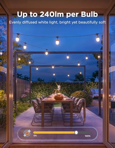 Image of Govee Outdoor Chromatic String Lights, 32.8ft RGBIC Outdoor Lights, 55 RGB LEDs per Bulb, Uni-IC Control, 111+ Scenes for Patio, IP67 Waterproof, Compatible with Alexa, Google, Matter, App Control