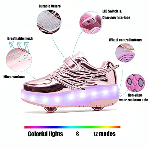 Image of Nsasy Roller Shoes Kids Roller Skates Shoes Girls Boys Wheels Shoes Become Sport Sneaker with Led for Children Gift