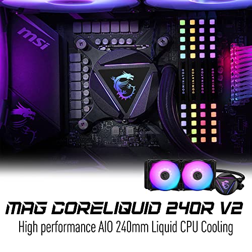 Image of MSI MAG Core Liquid 240R V2 - AIO RGB CPU Liquid Cooler - Rotating Cap Design - 240mm Radiator - Dual 120mm RGB PWN Fans - Intel 1151 /1200 /2066 /1700 - AMD AM4 /AM3 /AM2 /FM2 - Intel 11th Gen and 12 Gen also supported.