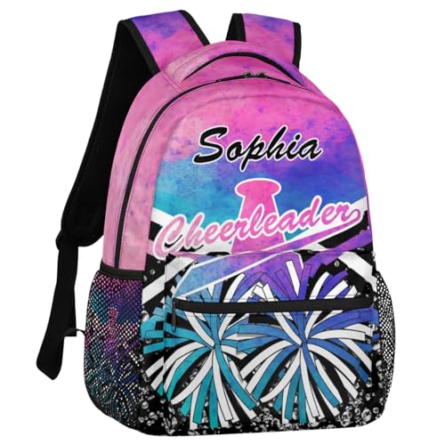 TropicalLife Personalized Cheer Backpack Customized Cheerleader Shoulder Bag with Name Cheer Casual Bag for Women Cheer Team Gifts Ink Pinks Blue2