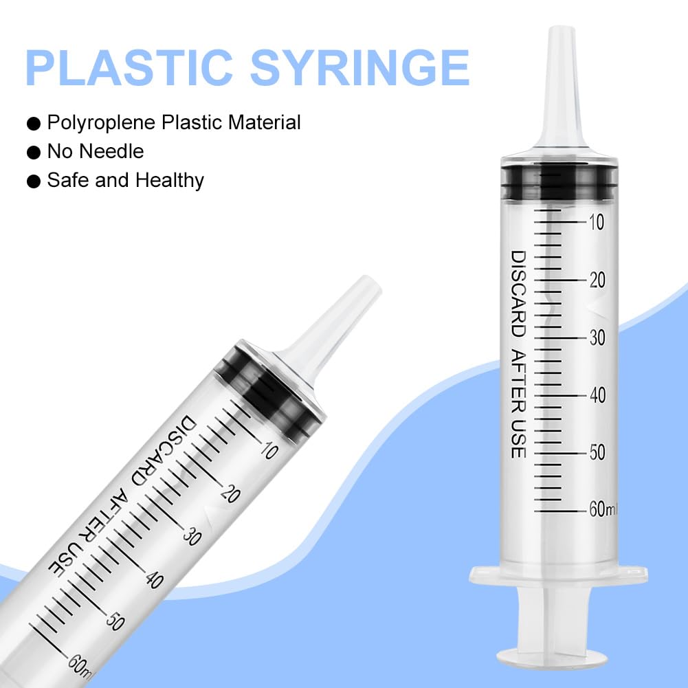 OFFCUP Siringa di Plastica 60ml 4Pcs Siringhe senza Ago Riutilizzabili per Alimentazione Animali