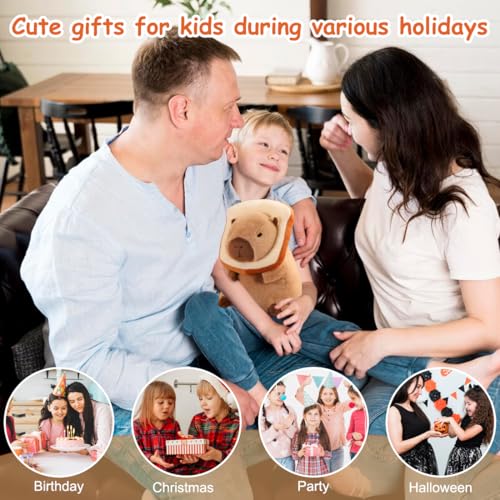 Zaloife Capybara Doudou Capybara en peluche, 25 cm, avec toast, coiffe portable, marron, coussin en peluche, jouet, cadeau pour les fans des enfants – vue 7