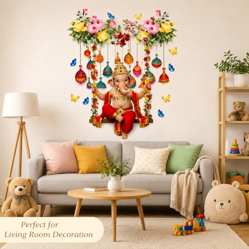 Baby Ganesha vinilo decorativo mural 28 x 26 pulgadas miniatura 2