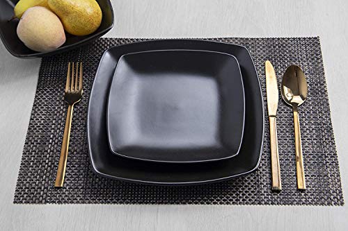 Creative Tops Rabe Schwarz 12-teiliges Geschirr Set, modernes Tafelservice, quadratisches Teller Set und Schüsseln, Schwarz Keramik, Service für 4 - Image 7