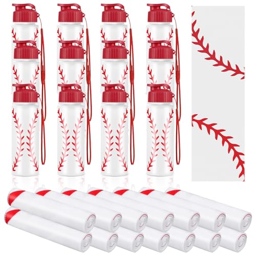 24Pcs Sport Party Favors 12 Pcs Reusable Baseball Water Bottle Bulk 20 oz 12 Pcs Soft Cooling Towels Sports Accessories for Party Favor Players Lovers Team Gifts (Baseball)