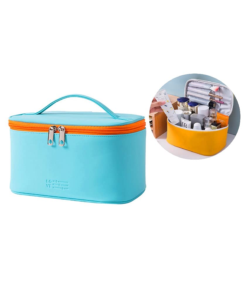 enduo Portable cosmetic box pouch toiletry bag cosmetic case (blue)