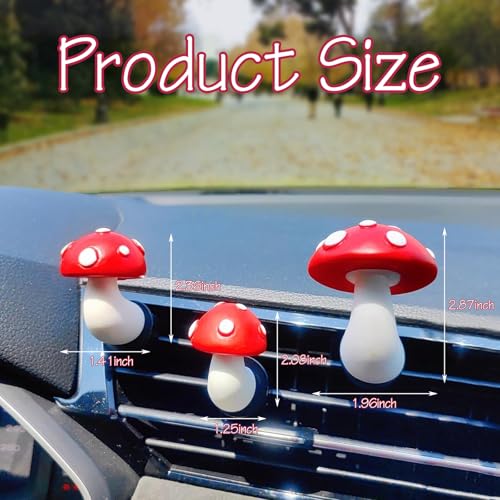Image of Mushroom Car Air Vent Freshener Clip, Cute Car Vent Decoration, Funny Mushroom Decor Ornament, Universal Car Interior Accessories for Women