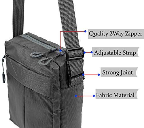 DAHSHA-Nylon-Stylish-Small-Padded-Sling-Cross-Body-Travel-Messenger-Bag-with-Multi-Pocket-Zip-Closure-and-Adjustable-Straps-For-Men-Women-Grey-20-X-9-x-26-Cm