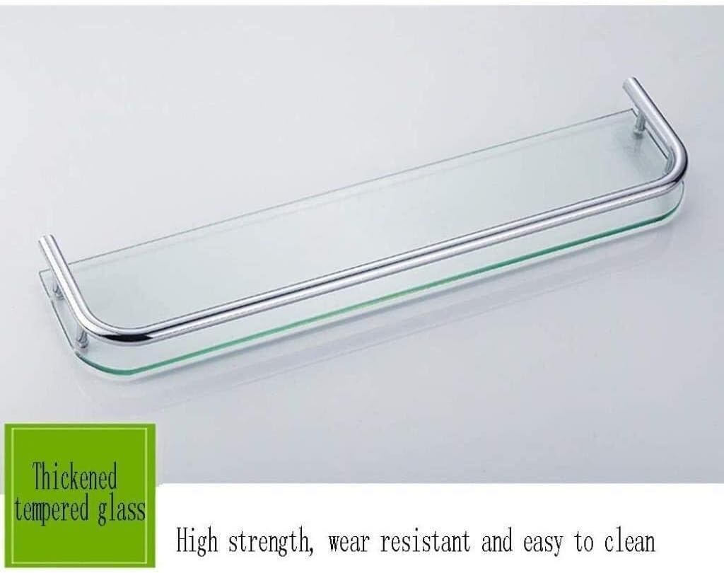 Bathroom Shelf 304 Stainless Steel Glass Shelf Bathroom Shelves Bathroom Wall Shelf (Size : 600mm) ()
