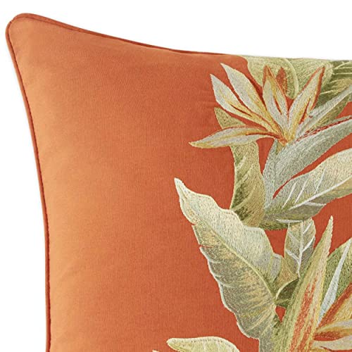 Tommy Bahama Throw Pillow Soft Cotton Bedding, Stylish Tropical Home Decor, 20 In X 20 In, Birds Of Paradise Orange #TOP2