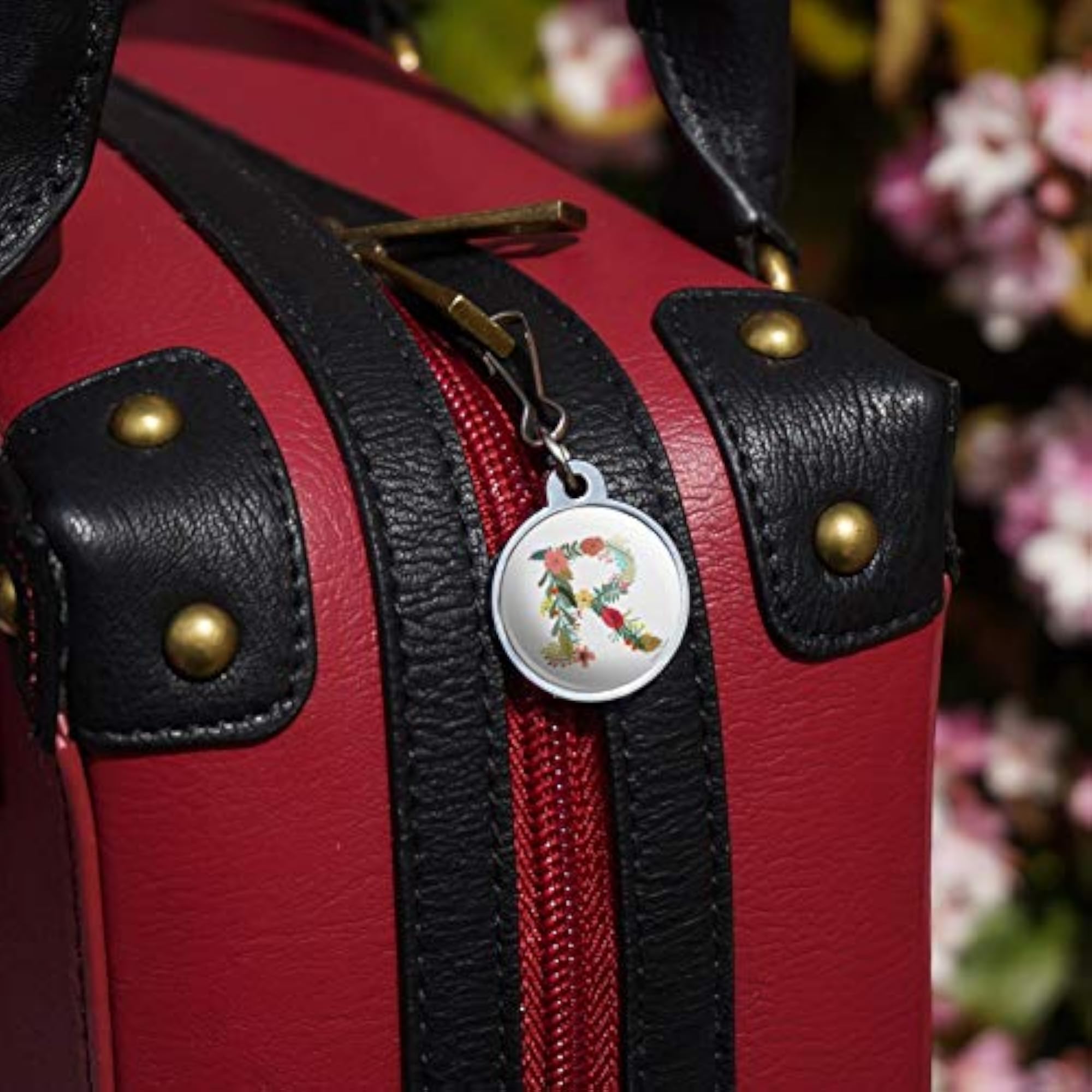 Floral Monogram Letter R Zipper Pull Charm