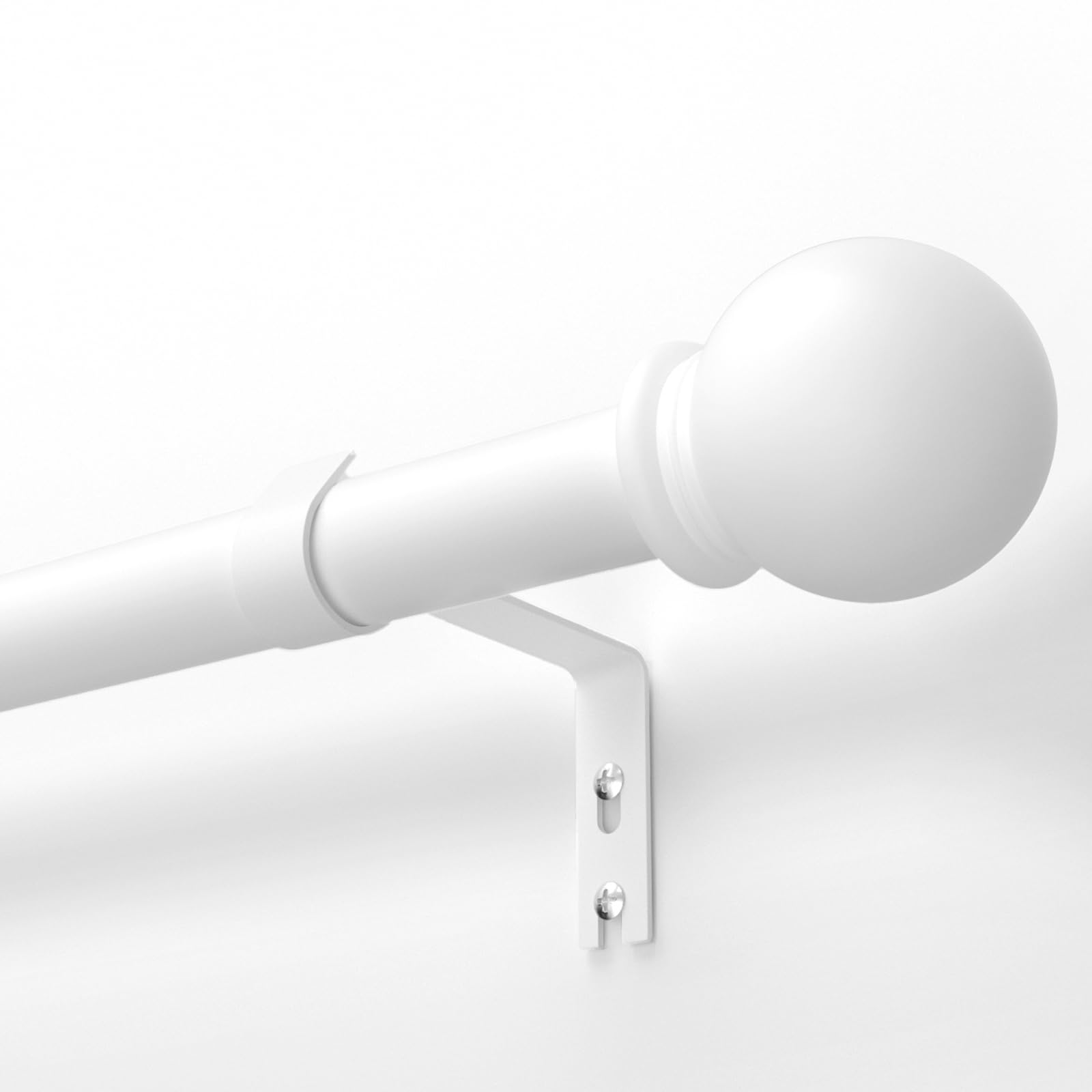 TRAROD Gardinenstange Weiß 81-126cm, Vorhangstange Weiß 16 mm Durchmesser, Metall Gardinenstange mit Kugelkopf Enden für Schlafzimmer, Wohnzimmer und Küchen, Matt