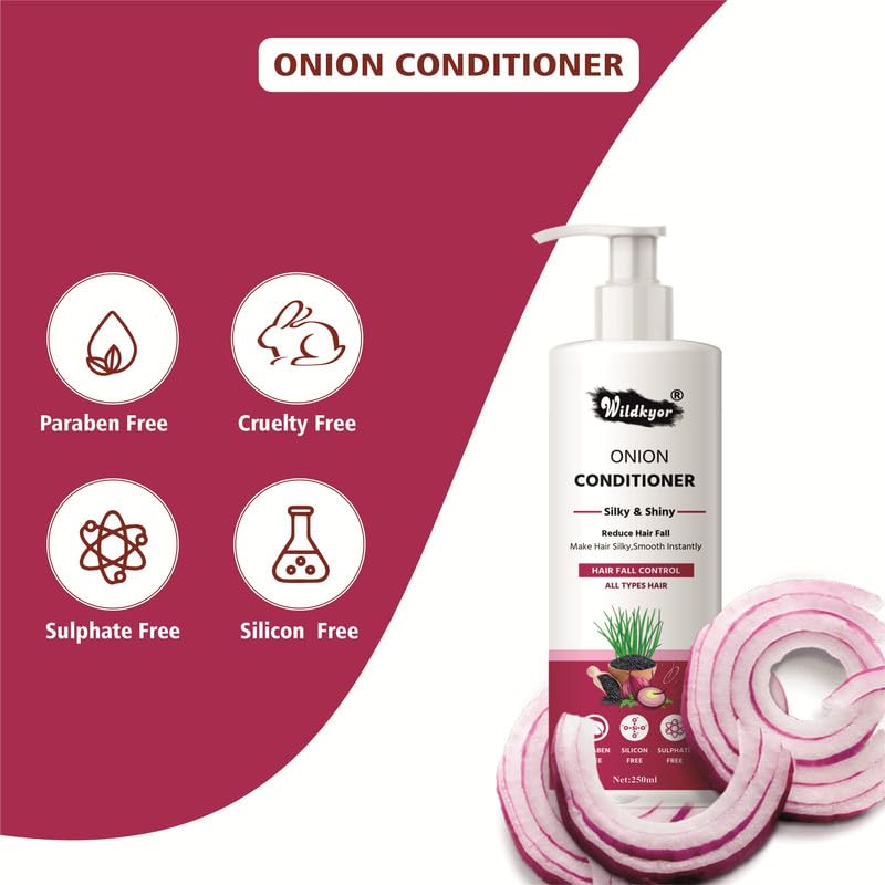 Image of Onion Hair Conditioner, Silky & Shiny, Hair Fall Control, 250ml Onilon Conditioner