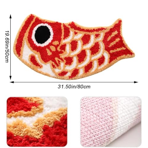 Tapis de style japonais carpe koï antidérapant pour une entrée ou un bureau zen
