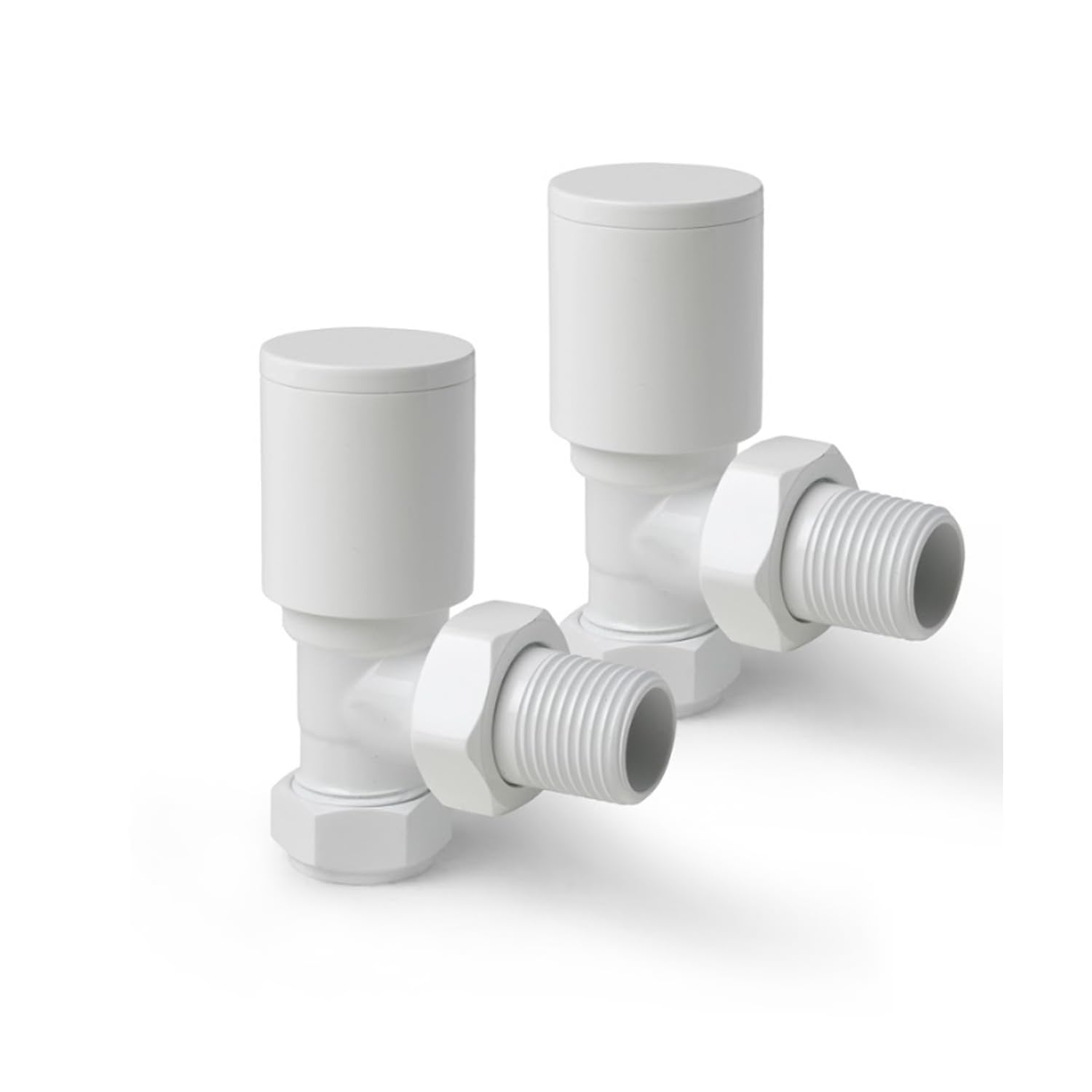 Go Bathrooms Angled Radiator Valves 15mm White Round Top โ image 1