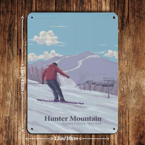 Affiche en métal Hunter Mountain pour masquer un mur vide avec style rétro 30x40 - 3