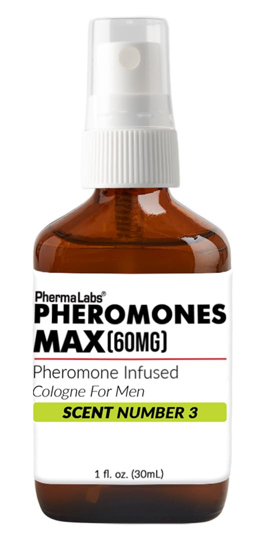 PHERMALABS Alcohol-Free Luxurious Pheromone-Enhanced Natural MAX Cologne Scent Number 3 For Him - Captivating, High Potency Infusion Formulation in a 1 oz Bottle