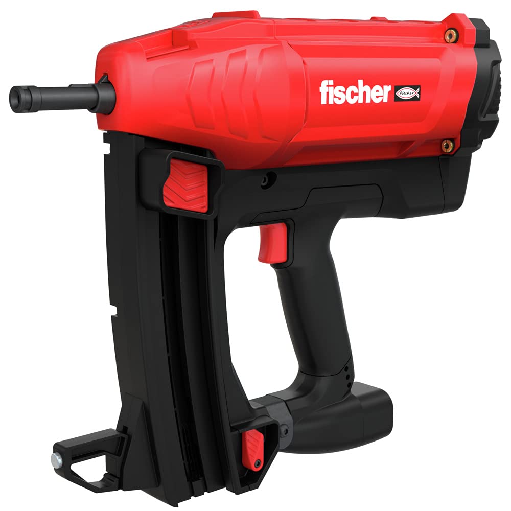 Fischer - pistola de clavos, clavadora hormigón a gas FGC 100 para fijación de chapa, perfiles yeso, acero, con dos baterías de 7,2V y 2,5Am a 2 disparos por segundo