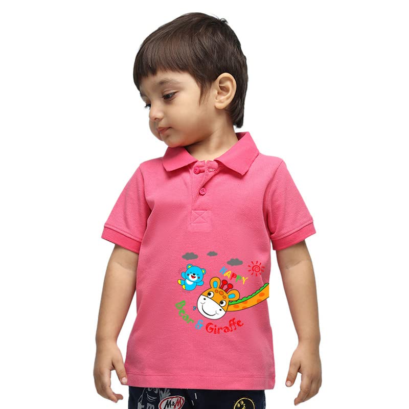 Nusyl Bear & Giraffe Printed Infants Polo T-Shirt - NUICPTH0166