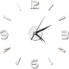 3D Wall Clock Sticker Large Frameless Clock Wall Stickers 3D DIY Wall Clock Modern Home Silent Wall Stickers for Living Room Bedroom Wall DecorationSliver