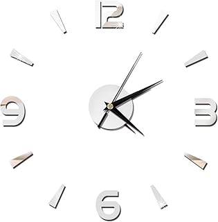 Tyenaza Reloj Adhesivo de Pared, Reloj de Pared Grande Salon, 60x60cm Reloj de Pared Grande sin Marco DIY Silencioso Moder...