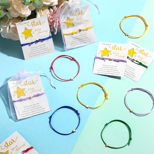 Wish Bracelets Bulk Star Bracelet Set with You Are a Star Wish Cards Organza Bags for Friends Family4