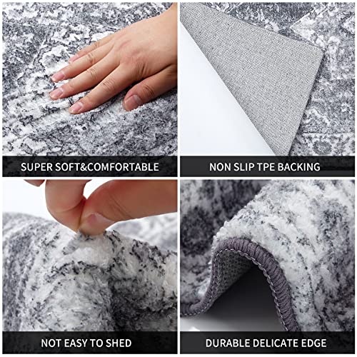 Wobubu Runner Rugs For Hallway 2.6' X 7' Vintage Shaggy Soft Area Rugs Non Slip Machine Washable Long Kitchen Rugs Runners Floor Carpet For Living Room Bedroom Grey #TOP2