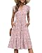 PLMOKEN Sommerkleid Damen Midi V-Ausschnitt Empire Elegant Kleider