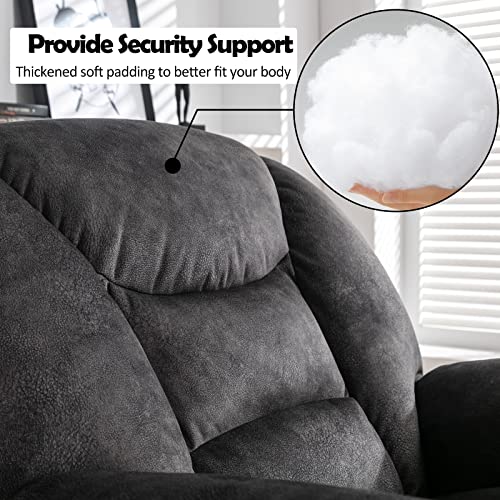 Anj Oversized Rocker Recliner Chair Manual 360 Degree Swivel Recliners Comfy Glider Rocking Chairs For Big Man Home Extra Wide Overstuffed Reclining Chair For Living Room, Grey #TOP6
