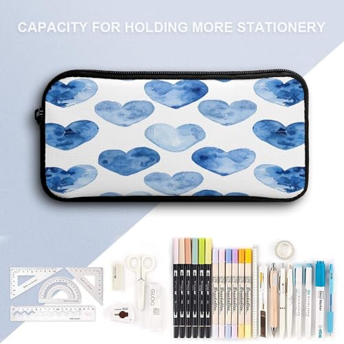 Hand Drawn Blue Heart 3pcs Lightweight Travel Backpack Printed Backpack With Lunch Pack Storage Box Case4