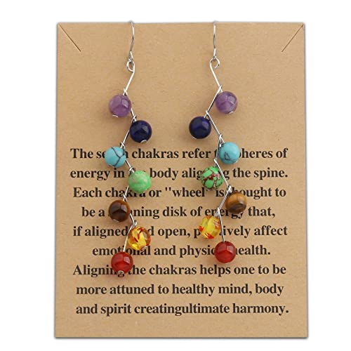 WUSUANED-7-Healing-Chakra-Earrings-Reiki-Stone-Dangle-Hook-Earrings-Engery-Protection-Jewelry-Anxiety-relief-Gift-For-Yoga-Meditation-Chakra-earrings
