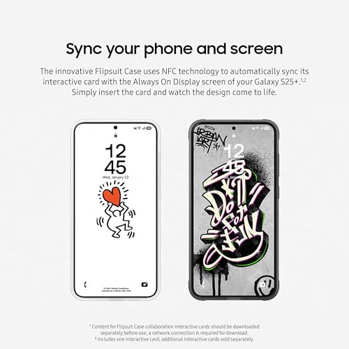 Image of Samsung Galaxy S25+ Flipsuit Phone Case, Protective Cover, Interchangeable Design, Included Interactive Card Syncs with Screen, US Version, EF-MS936CWEGUS, White