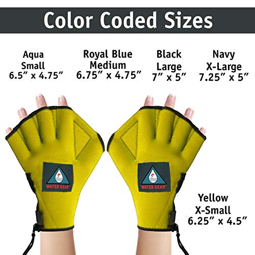 Water Gear Neoprene Fingerless Force Gloves - Aqua Fitness Gloves - Great for Workouts and Diving - Designed with Enhanced Grip - 50% More Resistance - Extra Small (Yellow) - Thumbnail 6