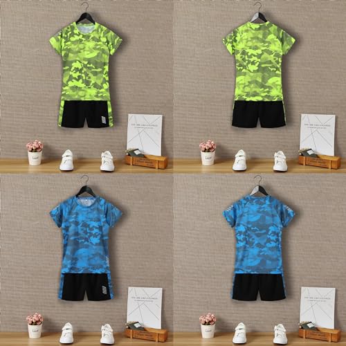 Image of Boys Summer Clothing Sets Kids Outfit Set Camouflage Short Sleeve T-Shirt+ Shorts Sportswear 3-13Years
