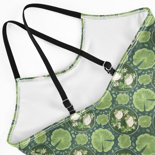 senya Girls Swimsuits One-Piece Swimwear Tie Bathing Suit Beach Summer Round Neck 5-6T Frog Pattern4