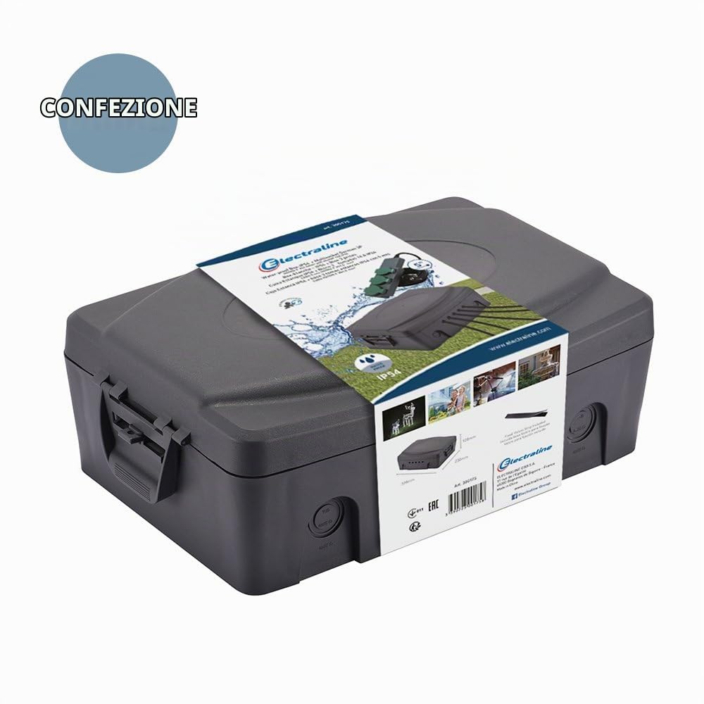 Electraline 300175 Scatola di Protezione Stagna da Esterno Impermeabile IP 54, Nero