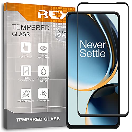 REY Protector de Pantalla Curvo para ONEPLUS Nord CE 3 - ONEPLUS Nord CE 3 Lite, Negro, Cristal Vidrio Templado Premium, 3D / 4D / 5D, Anti Roturas