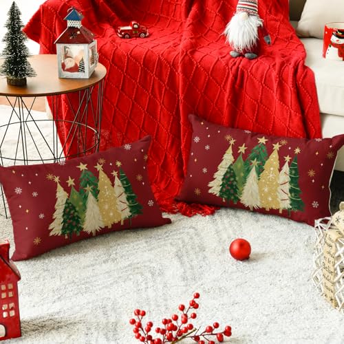 Housses de coussin sapins de Noël rouge pour protéger le canapé - 3