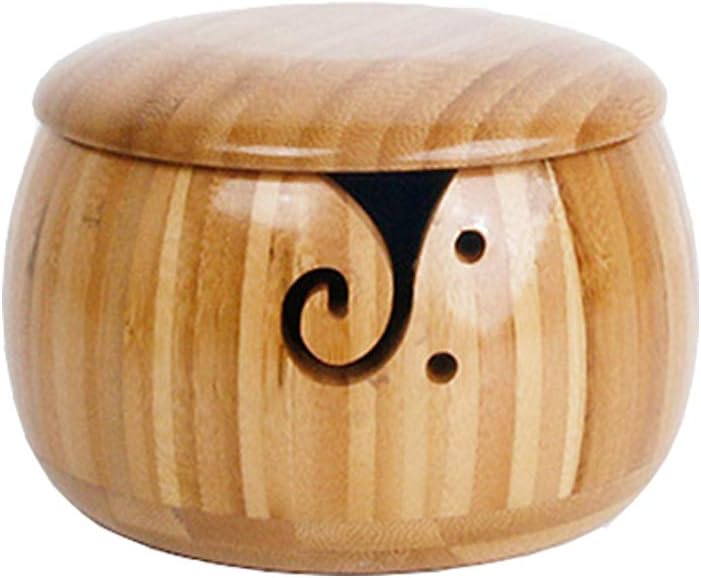 Bol à Laine En Bois De Rose MKNZOME - 16cm Avec Trou Pour Fil Et Aiguilles
