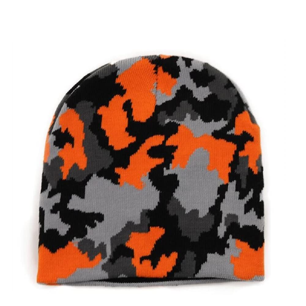 Blaze Neon Orange Grey Black Face Camo Camouflage Knit Beanie Cap Hat  Military Hunting Hunter at Amazon Men’s Clothing store