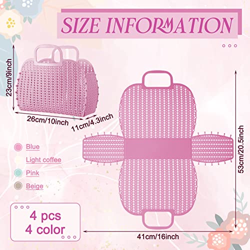 Irenare 4 Pcs Jelly Bags for Women Summer Beach Tote Basket Plastic Jelly Purse Bag Gift Handbags for Bachelorette Bridal Wedding Baby Shower Party3