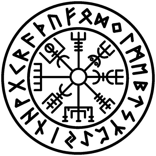 Samunshi® Autocollant Vegvisir avec runes 1 Vikings Viking pour voiture moto en 11 tailles et 25 couleurs (10 x 10 cm noir)