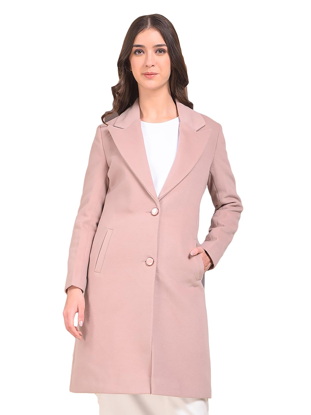 crimsoune club Women's Pink Notched Lapel Single-Breasted Coat-picture-24