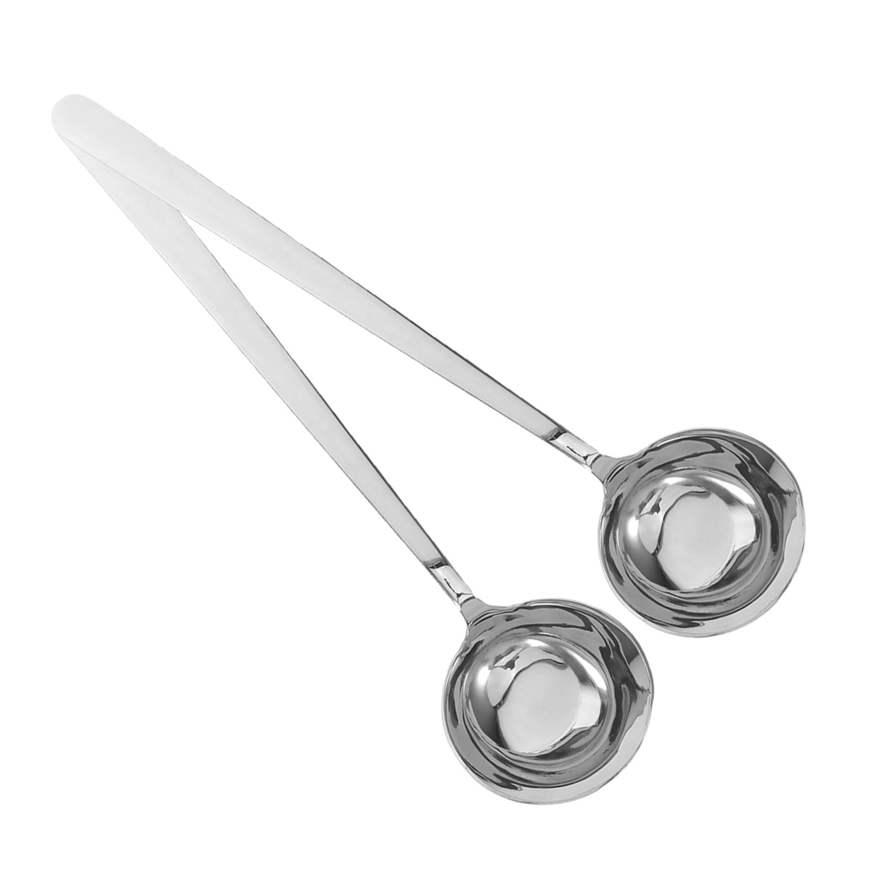 ABOOFAN 8 Piezas Mango largo con cuchara redonda de oblicuo con cuchara cucharones de acero inoxidable para cocinar cucharones para servir cucharón acero inoxidable 316 Plata