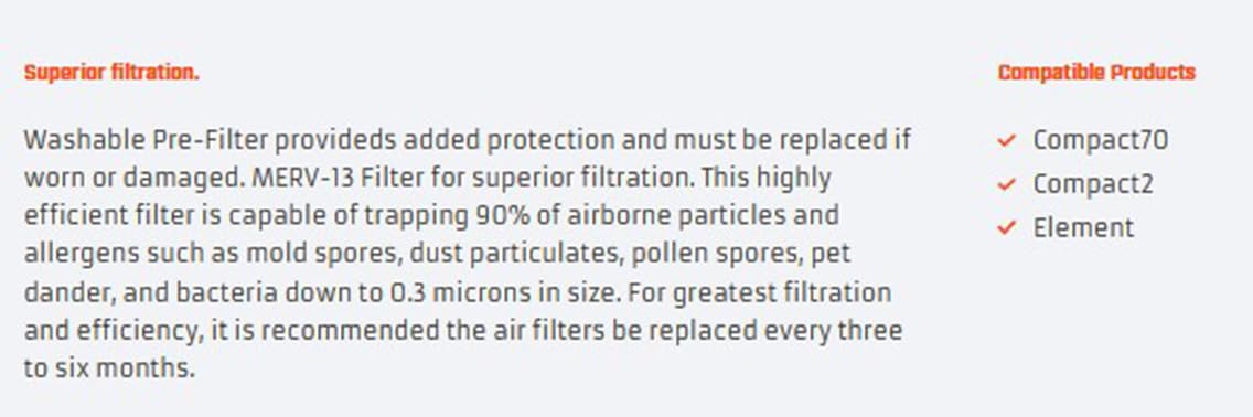 Santa Fe Compact Dehumidifier MERV 13 Replacement Filter Set, 4pk (9x11) - part 4038839