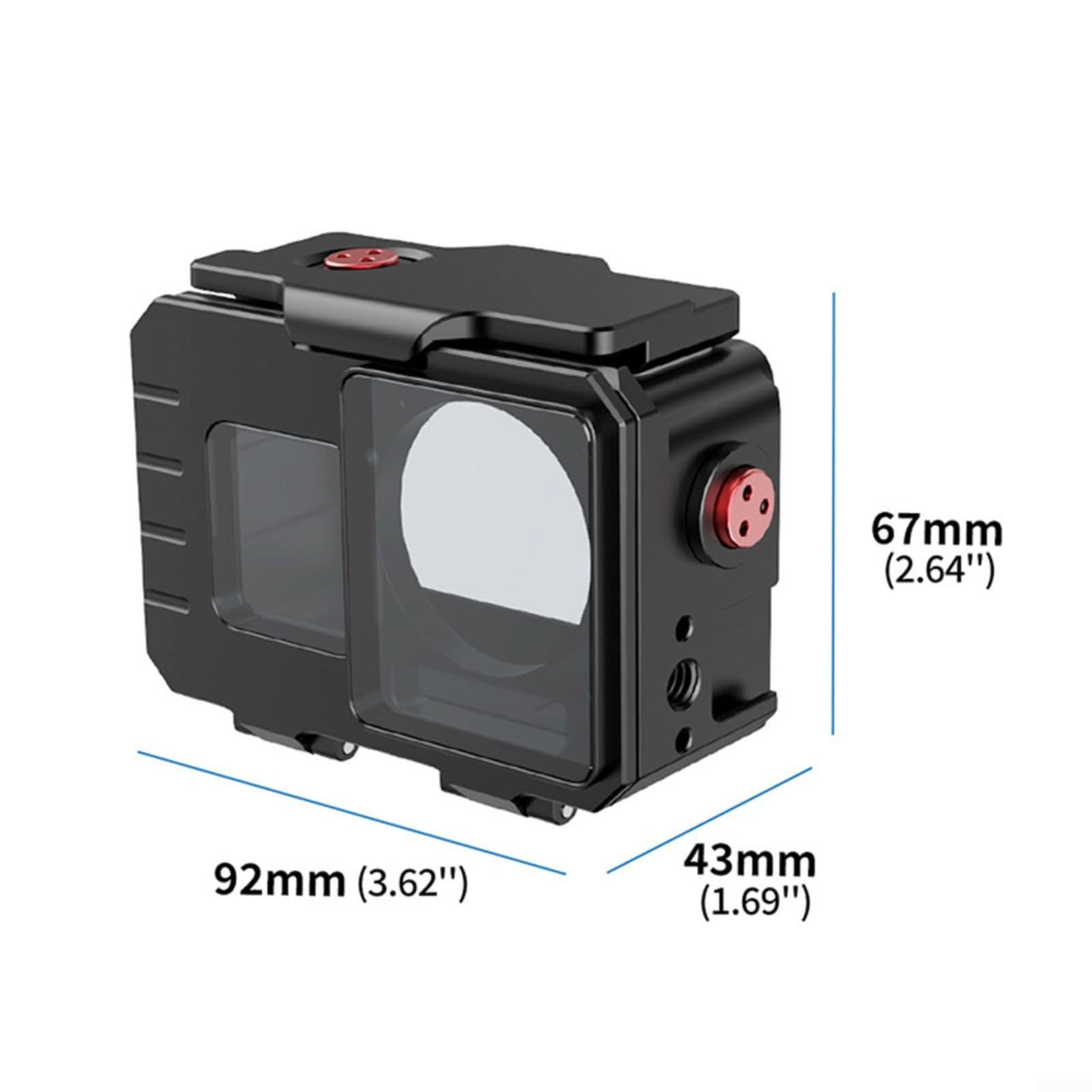 Metall-Tauchgehäuse Für DJI Action 5 Pro/4/3, 80M Wasserdicht Mit EPDM-Dichtung, Transparente Glaslinse, Kalt­schuh Magnetischer Schnellhalterung Für Horizontale/vertikale Aufnahmen(Black2)